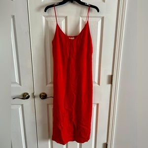 h&m red long short sleeve dress size 4